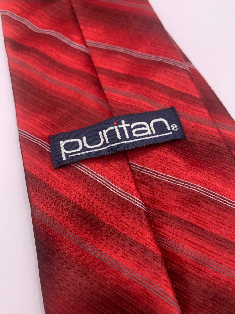 Puritan NWOT Red Striped Men's Tie with Subtle Silver Lines business interview